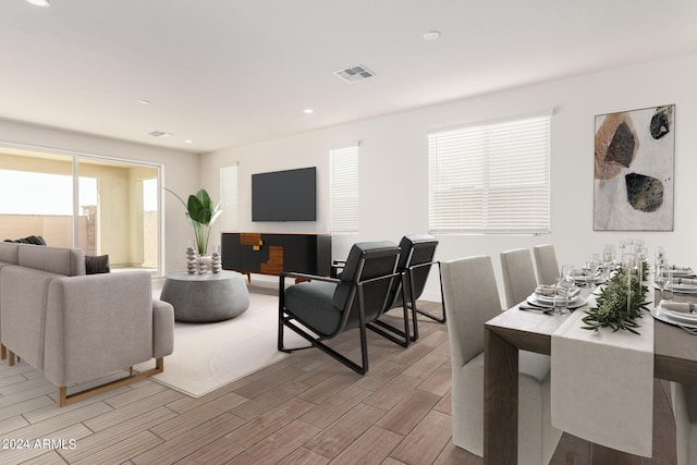 living room featuring light wood-type flooring