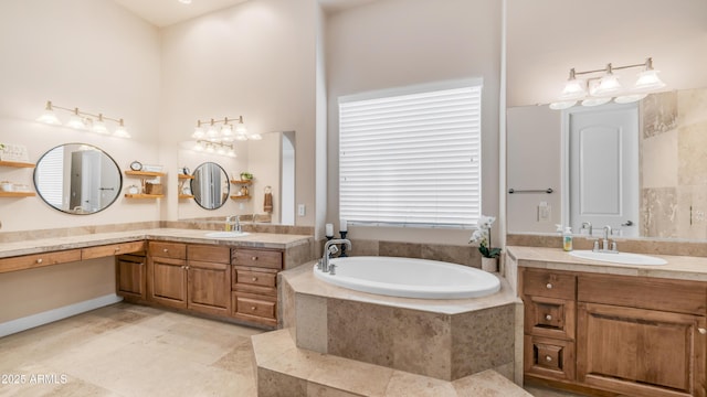 9864 E Baseline Ave, Gold Canyon, AZ 85118 - full bathroom with a garden tub, two vanities, and tile patterned floors