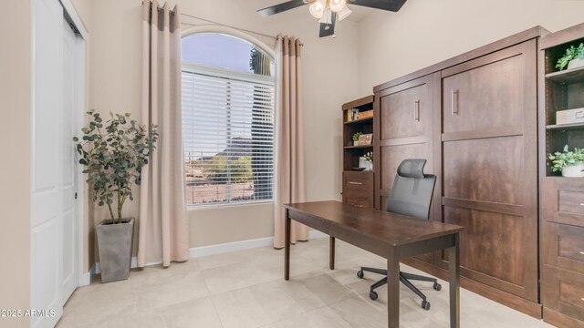 9864 E Baseline Ave, Gold Canyon, AZ 85118 - office space with a ceiling fan and light tile patterned flooring