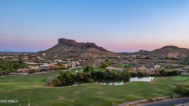 9864 E Baseline Ave, Gold Canyon, AZ 85118 - mountain view with a golf club, nearby suburban area, and a large body of water