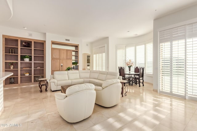 view of tiled living room