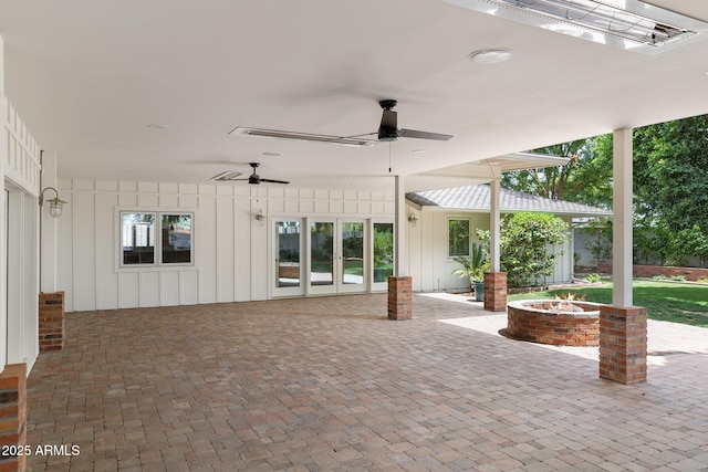 3817 E Highland Ave, Phoenix, AZ 85018 - view of patio with ceiling fan and an outdoor fire pit