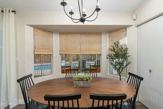 dining area with a chandelier