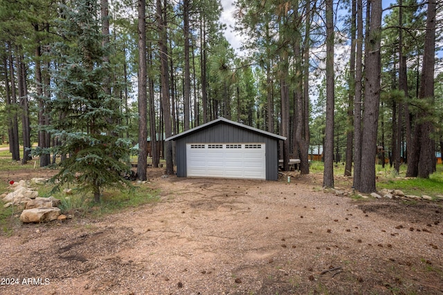 view of detached garage