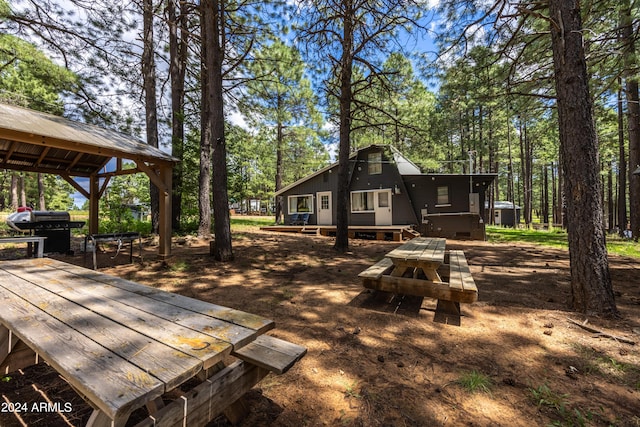 view of yard with a gazebo