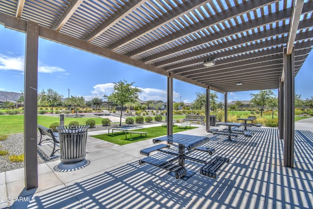 view of patio / terrace featuring a pergola