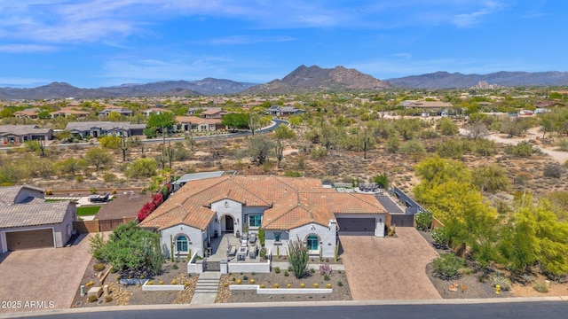 aerial perspective of suburban area featuring mountains