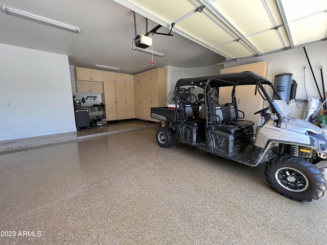 garage with a garage door opener