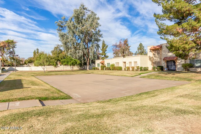 exterior space with a yard