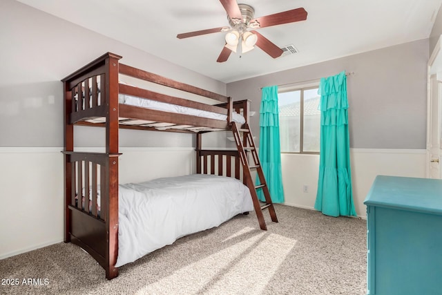 bedroom with carpet flooring and ceiling fan