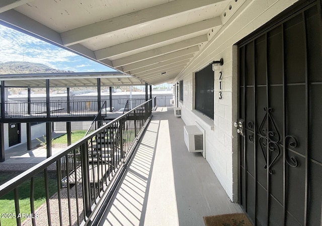 balcony with a wall unit AC