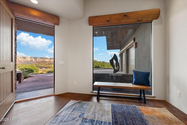 entryway with a mountain view