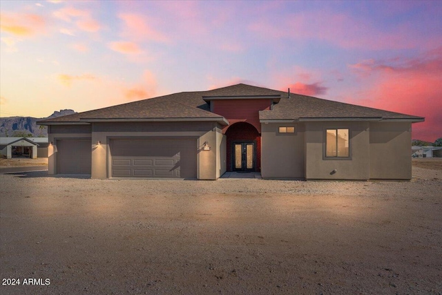 prairie-style house with a garage