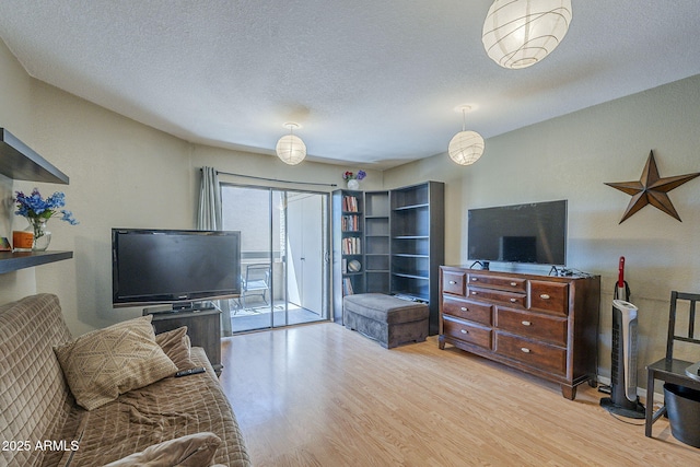 2228 N 52nd St Unit 213, Phoenix, AZ 85008 - living area featuring wood finished floors and a textured ceiling