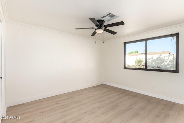 1611 W Palomino Dr, Chandler, AZ 85224 - empty room with light wood-style floors, ceiling fan, and ornamental molding