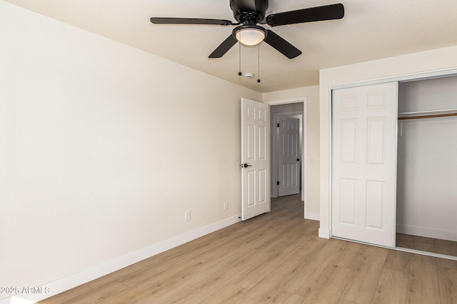 1611 W Palomino Dr, Chandler, AZ 85224 - unfurnished bedroom featuring light wood-type flooring, a closet, and a ceiling fan