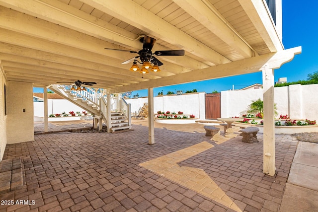 1611 W Palomino Dr, Chandler, AZ 85224 - view of patio featuring stairway and ceiling fan