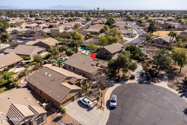 aerial view with a residential view