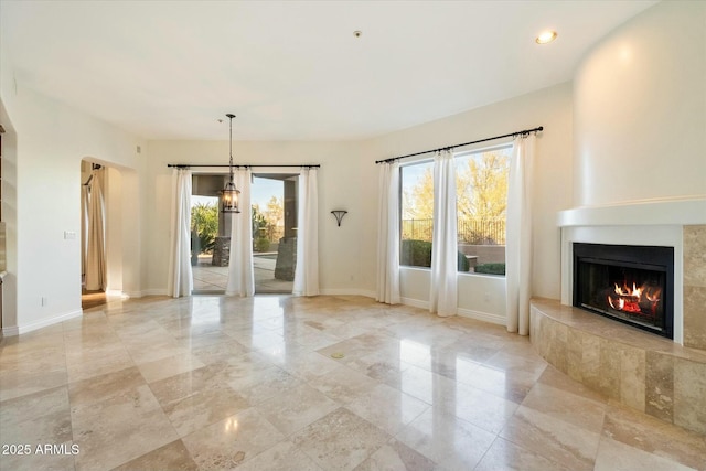 interior space featuring an inviting chandelier