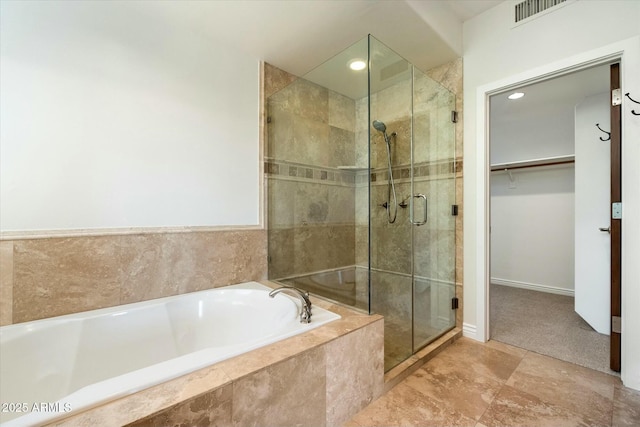 bathroom with plus walk in shower