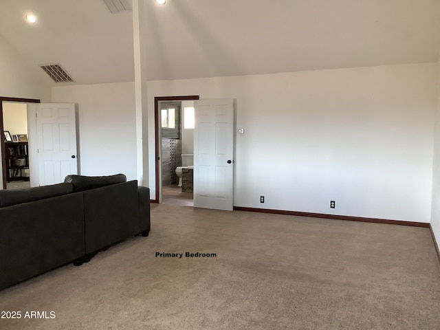 3607 E Mule Deer Rd, Pearce, AZ 85625 - living room with carpet floors, lofted ceiling, and baseboards