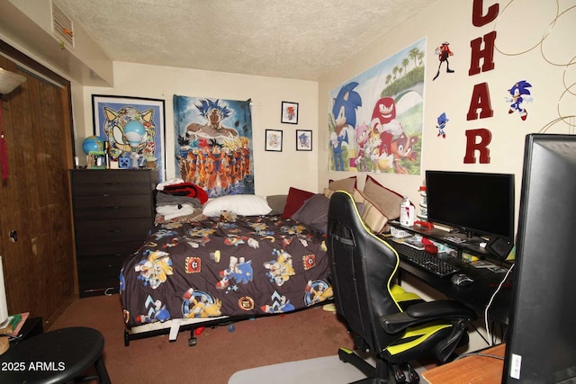 1211 E Fillmore St, Phoenix, AZ 85006 - bedroom with a textured ceiling, an office area, and carpet floors