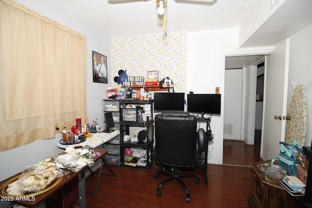 1211 E Fillmore St, Phoenix, AZ 85006 - office space featuring wood finished floors and ceiling fan