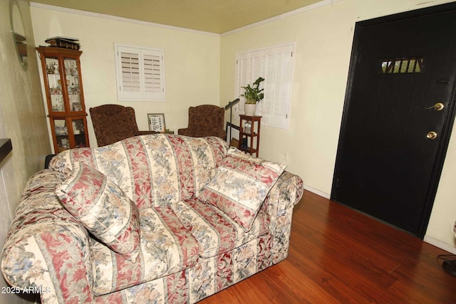 1211 E Fillmore St, Phoenix, AZ 85006 - living room with wood finished floors and ornamental molding