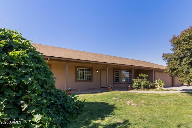 19006 E Karsten Dr, Queen Creek, AZ 85142 - ranch-style home featuring a garage, a front lawn, stucco siding, and concrete driveway
