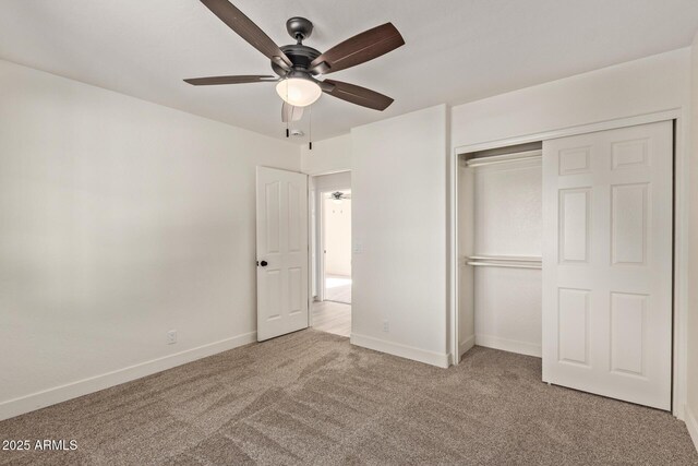 19006 E Karsten Dr, Queen Creek, AZ 85142 - unfurnished bedroom featuring carpet floors, baseboards, a closet, and ceiling fan