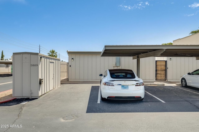 view of covered parking lot