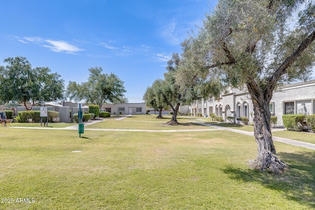 view of property's community featuring a yard