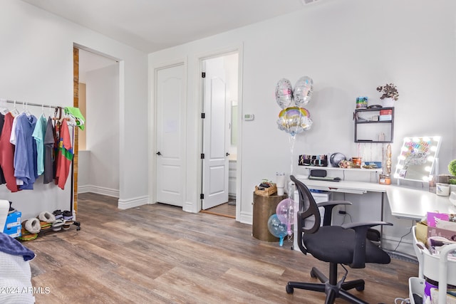 office space featuring wood-type flooring