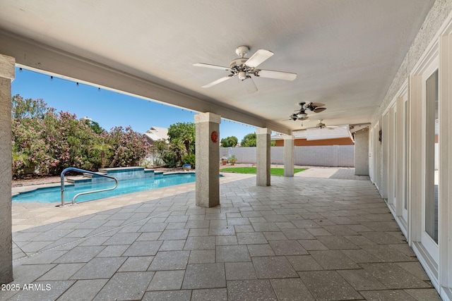 3822 E Florian Ave, Mesa, AZ 85206 - view of pool featuring ceiling fan, a patio area, and fence