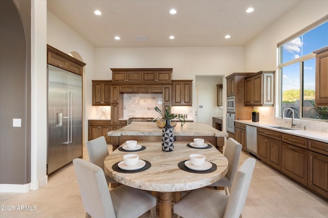8599 E Sand Flower Dr, Scottsdale, AZ 85266 - dining space with light tile patterned floors, visible vents, and recessed lighting