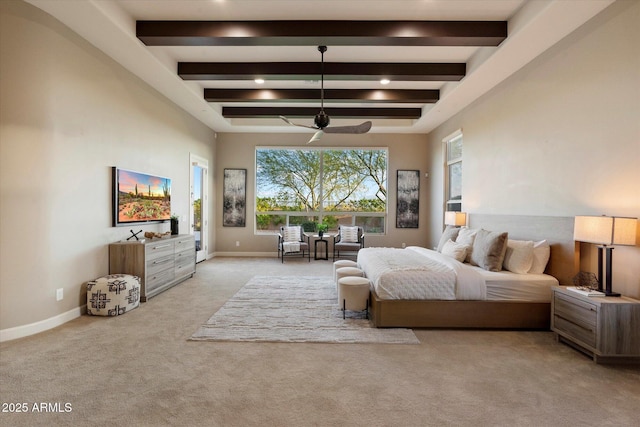 8599 E Sand Flower Dr, Scottsdale, AZ 85266 - bedroom with access to outside, beam ceiling, baseboards, and carpet