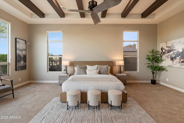 8599 E Sand Flower Dr, Scottsdale, AZ 85266 - bedroom featuring carpet, beam ceiling, and baseboards