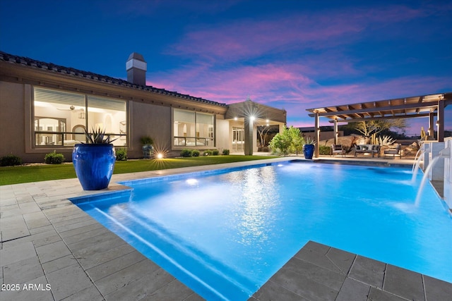 8599 E Sand Flower Dr, Scottsdale, AZ 85266 - outdoor pool with a pergola and a patio area