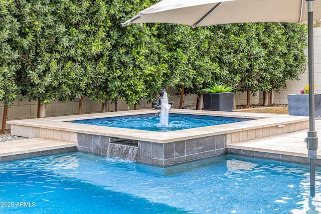 view of swimming pool with a fenced in pool and a fenced backyard