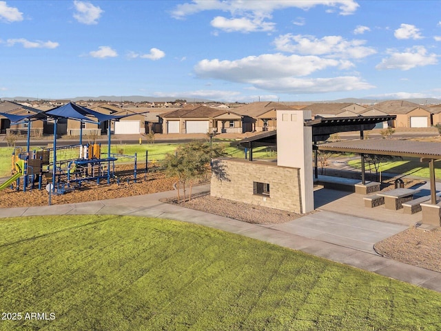 view of yard with a playground