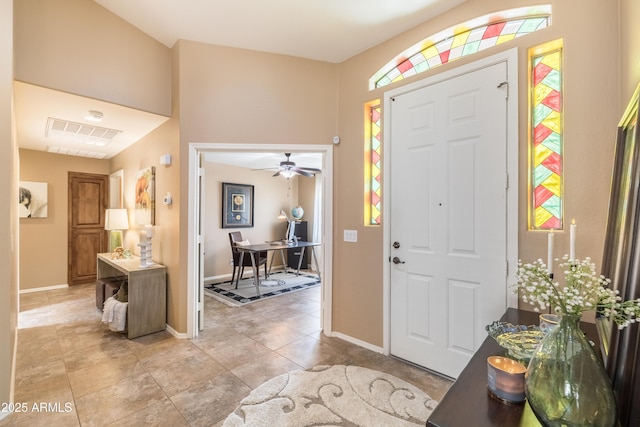 11320 E Newcastle Ave, Mesa, AZ 85209 - entrance foyer featuring baseboards, a ceiling fan, and light tile patterned flooring