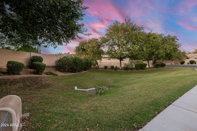 view of yard at dusk