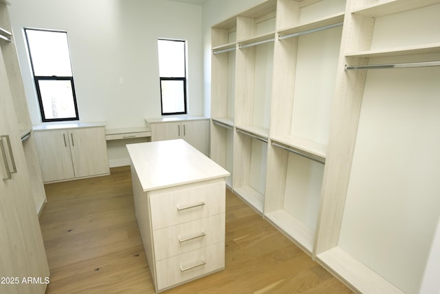 walk in closet featuring light hardwood / wood-style floors