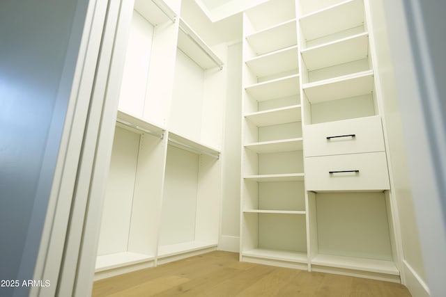 walk in closet featuring light hardwood / wood-style floors