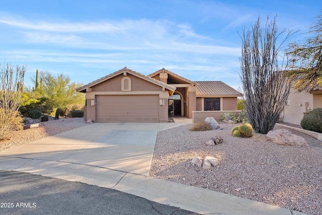 ranch-style home with a garage