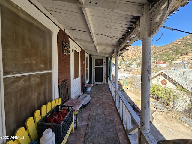 view of patio featuring a mountain view