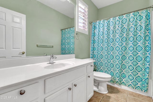 3044 E Sparrow Pl, Chandler, AZ 85286 - bathroom featuring toilet, curtained shower, tile patterned flooring, and vanity