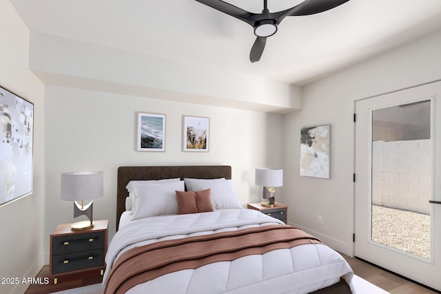 1736 N Ashbrook Cir, Mesa, AZ 85213 - bedroom featuring baseboards, a ceiling fan, and wood finished floors