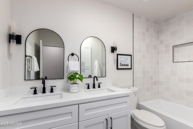 1736 N Ashbrook Cir, Mesa, AZ 85213 - bathroom with toilet, double vanity, and  shower combination