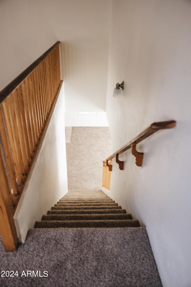 stairs featuring carpet